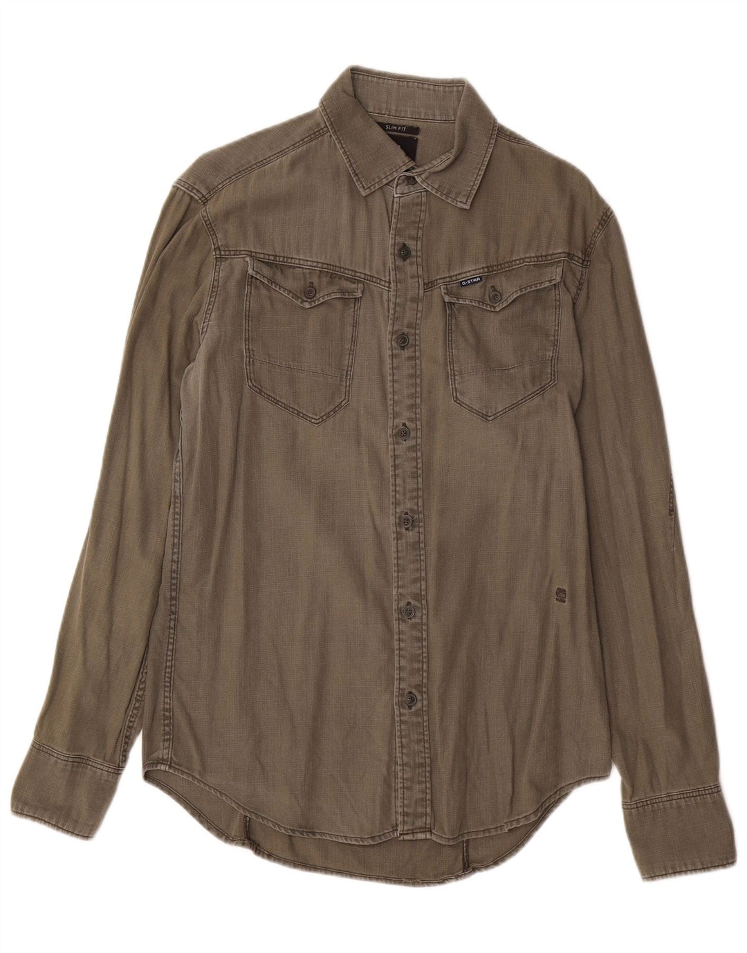 G-Star Mens Slim Fit Shirt Small Green Cotton