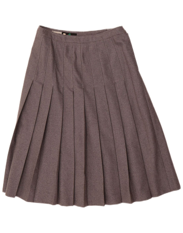 Vintage Womens Pleated Skirt IT 44 Medium W28 Grey Wool