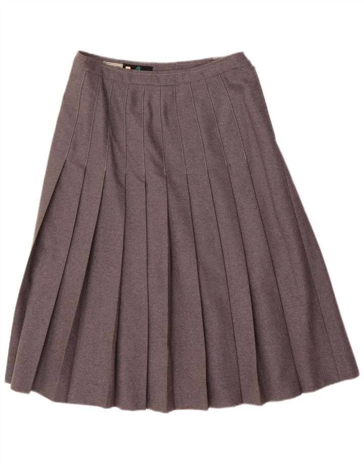 Vintage Womens Pleated Skirt IT 44 Medium W28 Grey Wool