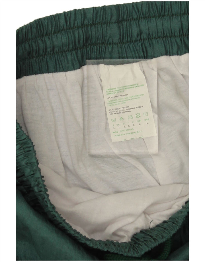 Vintage Mens Tracksuit Trousers Joggers Large Green Geometric Polyamide