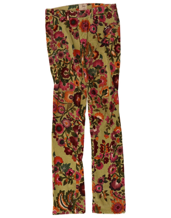 9.2 by Carlo Chionna Womens Low Waist Corduroy Trousers W28 L34 Green