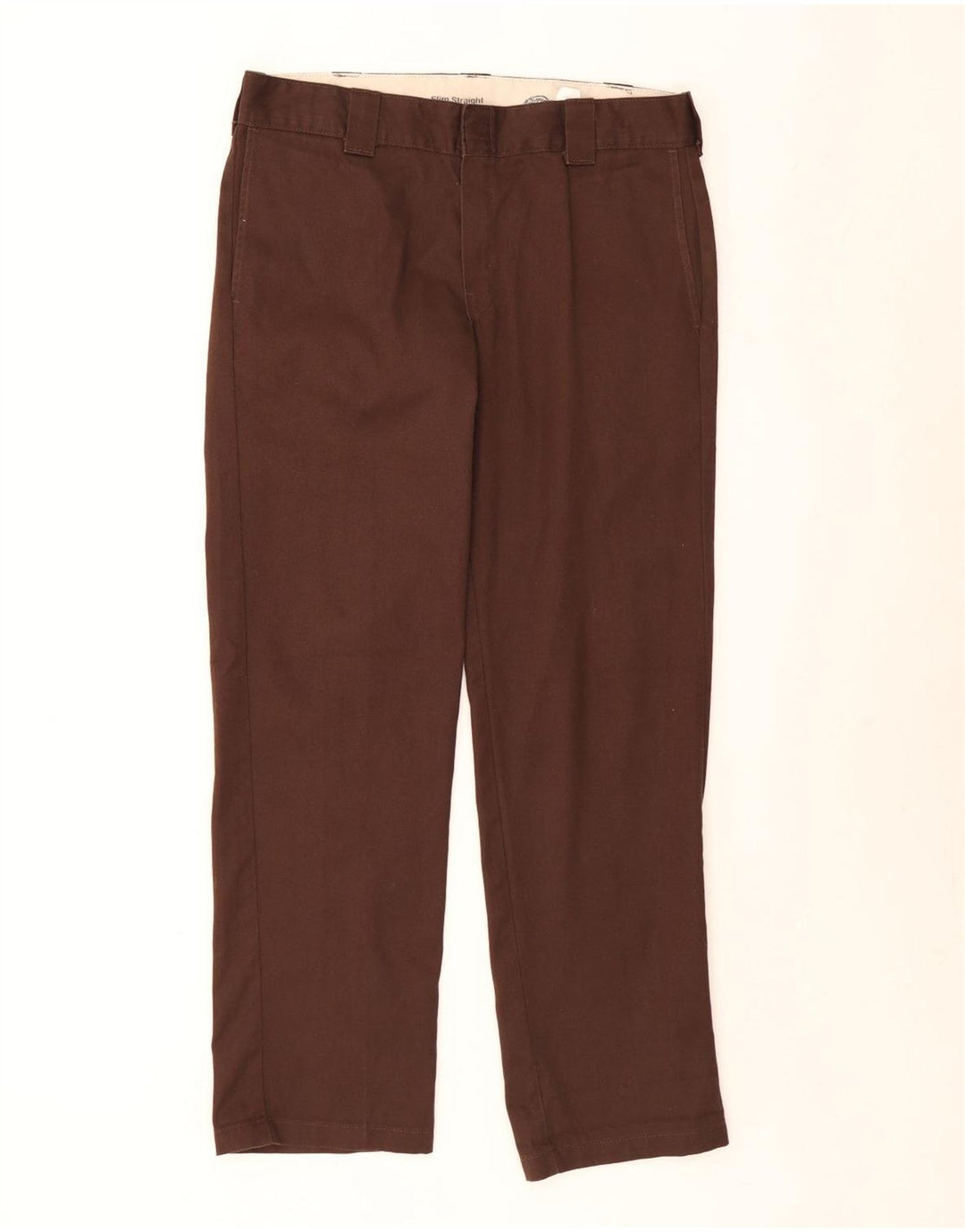 Dickies Mens Straight Chino Trousers W34 L32 Brown Polyester