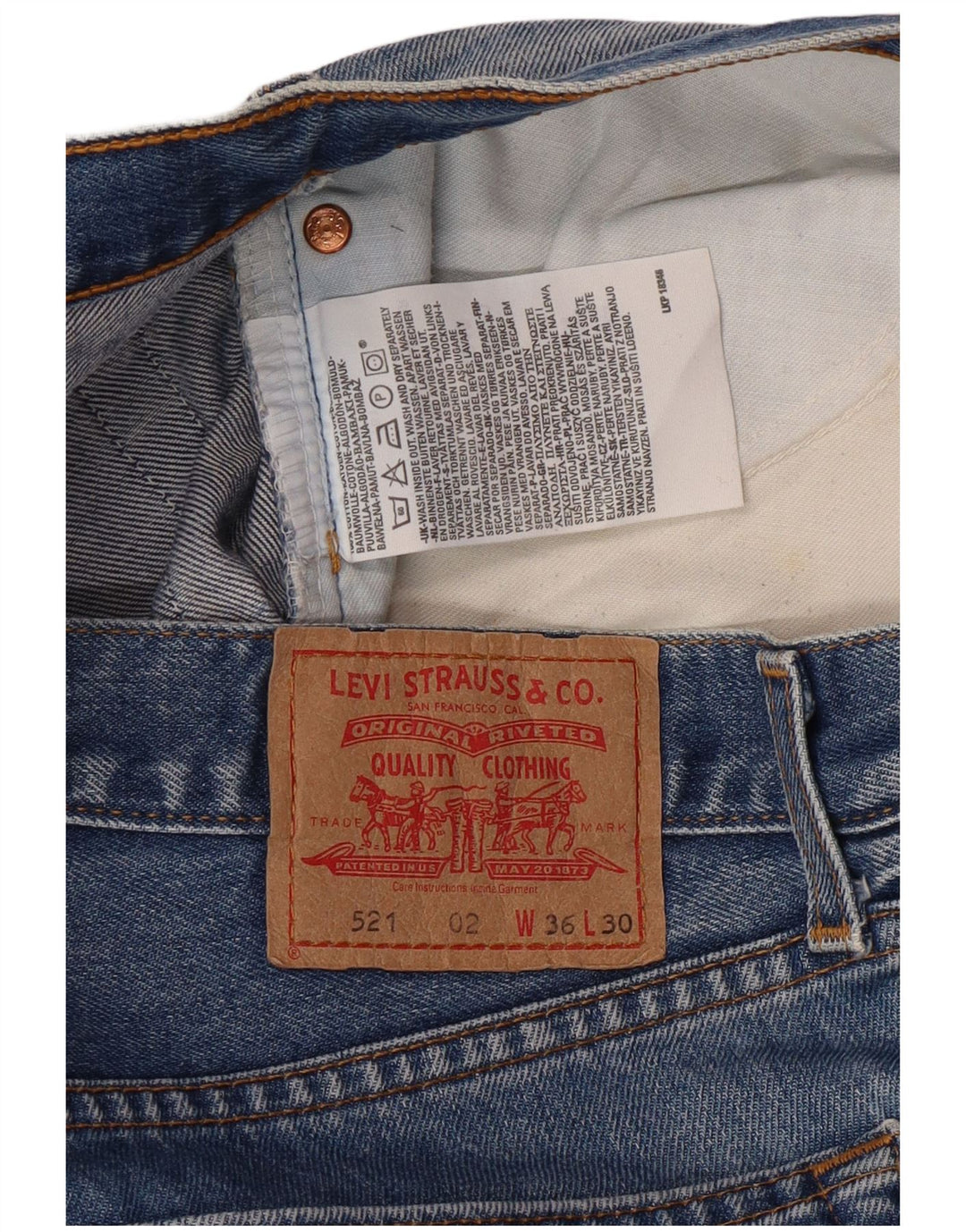 LEVI'S Mens 521 Straight Jeans W36 L30 Blue Cotton