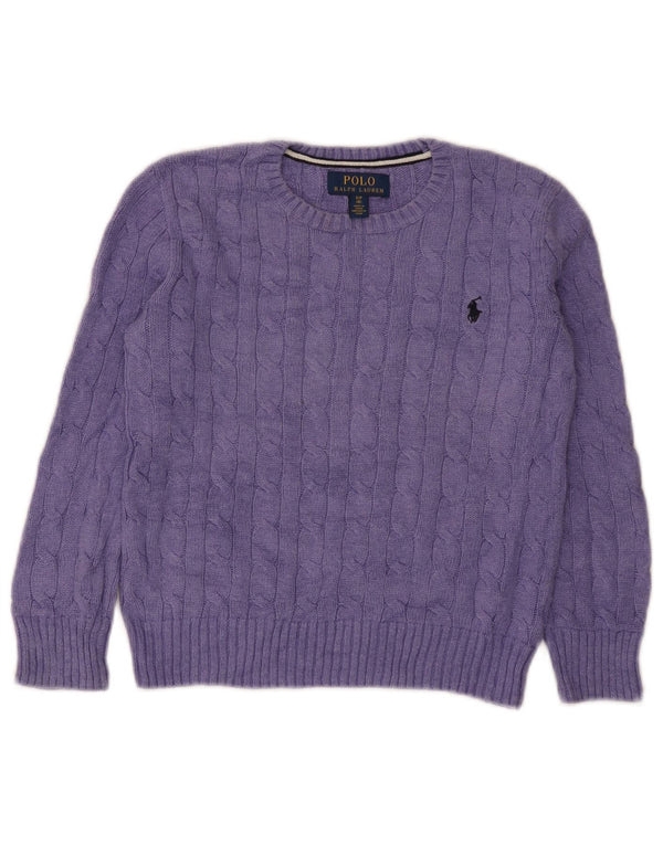 Polo Ralph Lauren Girls Boat Neck Jumper Sweater 7-8 Years Small Purple