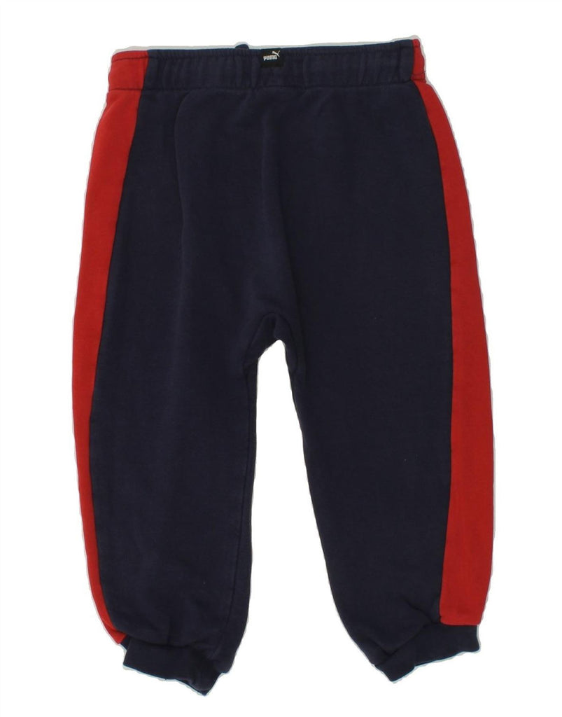 PUMA Boys Tracksuit Trousers Joggers 2-3 Years Navy Blue Colourblock | Vintage Puma | Thrift | Second-Hand Puma | Used Clothing | Messina Hembry 