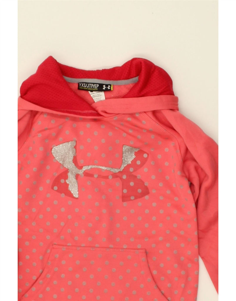 UNDER ARMOUR Girls Graphic Hoodie Jumper 6-7 Years XS Red Polka Dot | Vintage Under Armour | Thrift | Second-Hand Under Armour | Used Clothing | Messina Hembry 