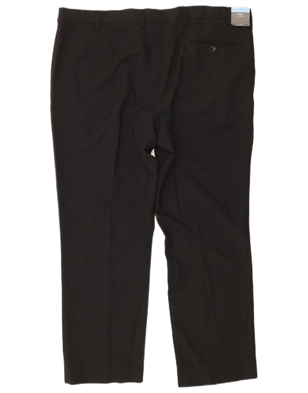 Marks & Spencer Mens Regular Straight Suit Trousers W42 L29 Black Polyester