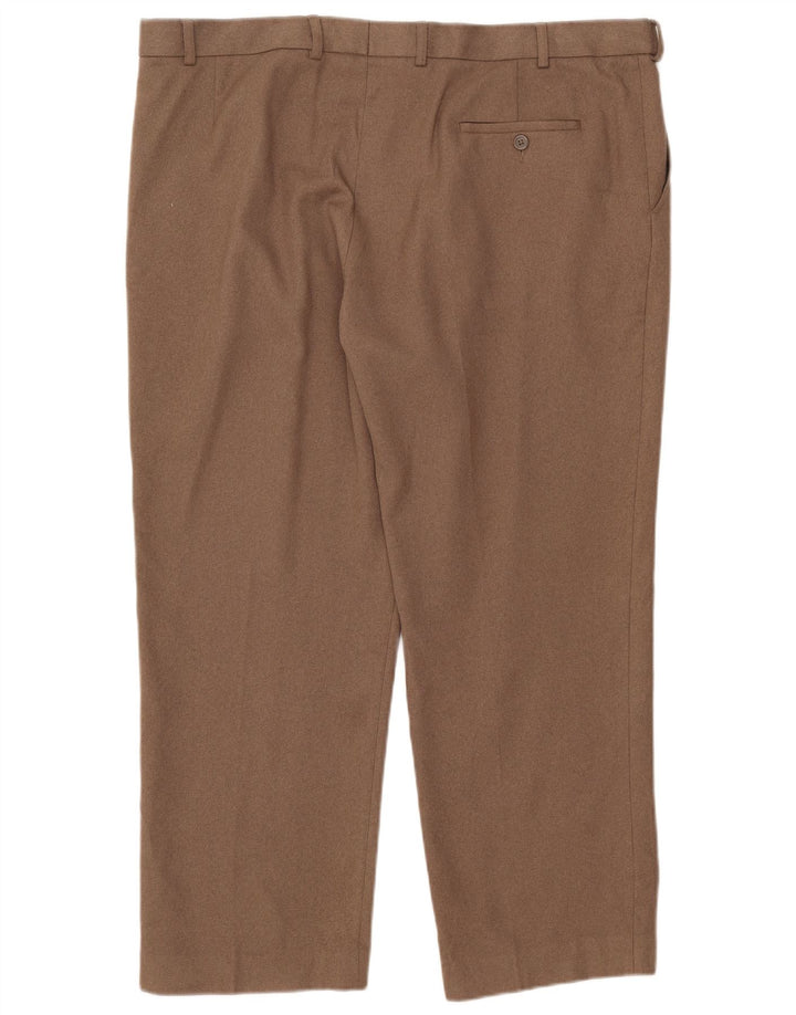 Marks & Spencer Mens Regular Fit Chino Trousers W42 L29 Brown Polyester