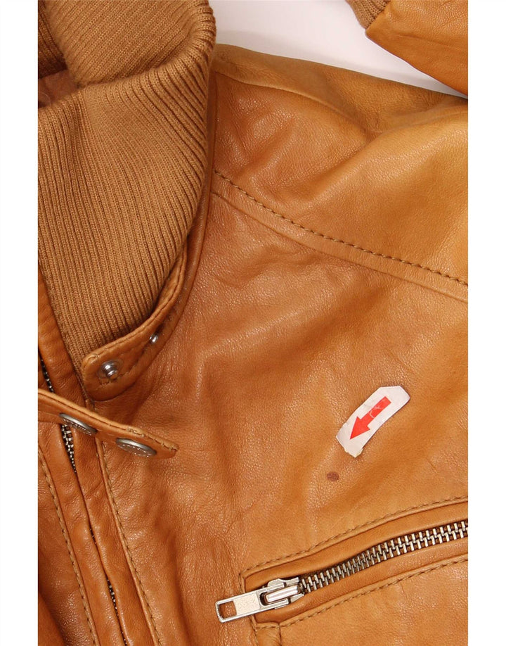 Massimo Rebecchi Womens Bomber Leather Jacket IT 44 Medium Brown