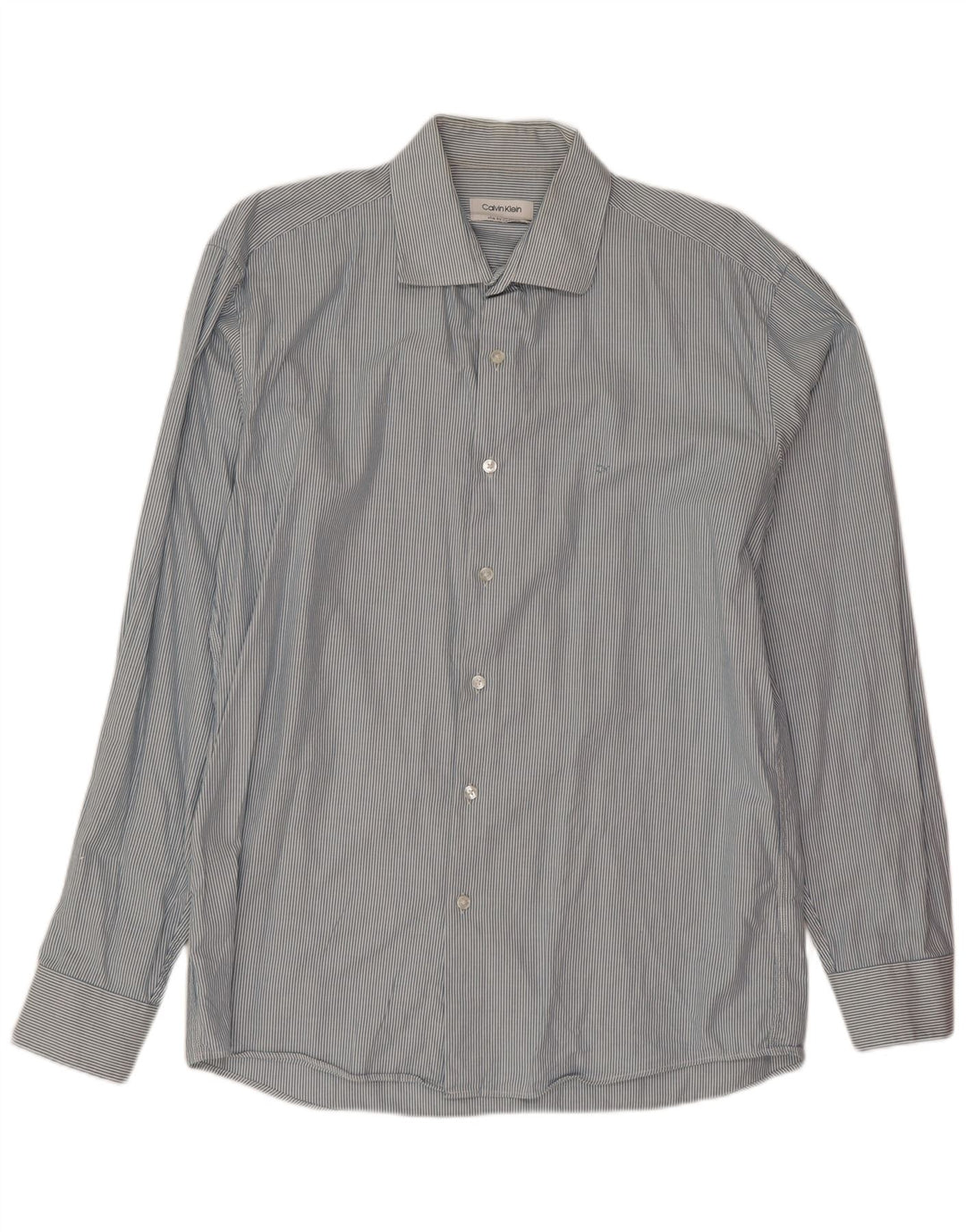 Calvin Klein Mens Shirt Medium Blue Pinstripe Cotton