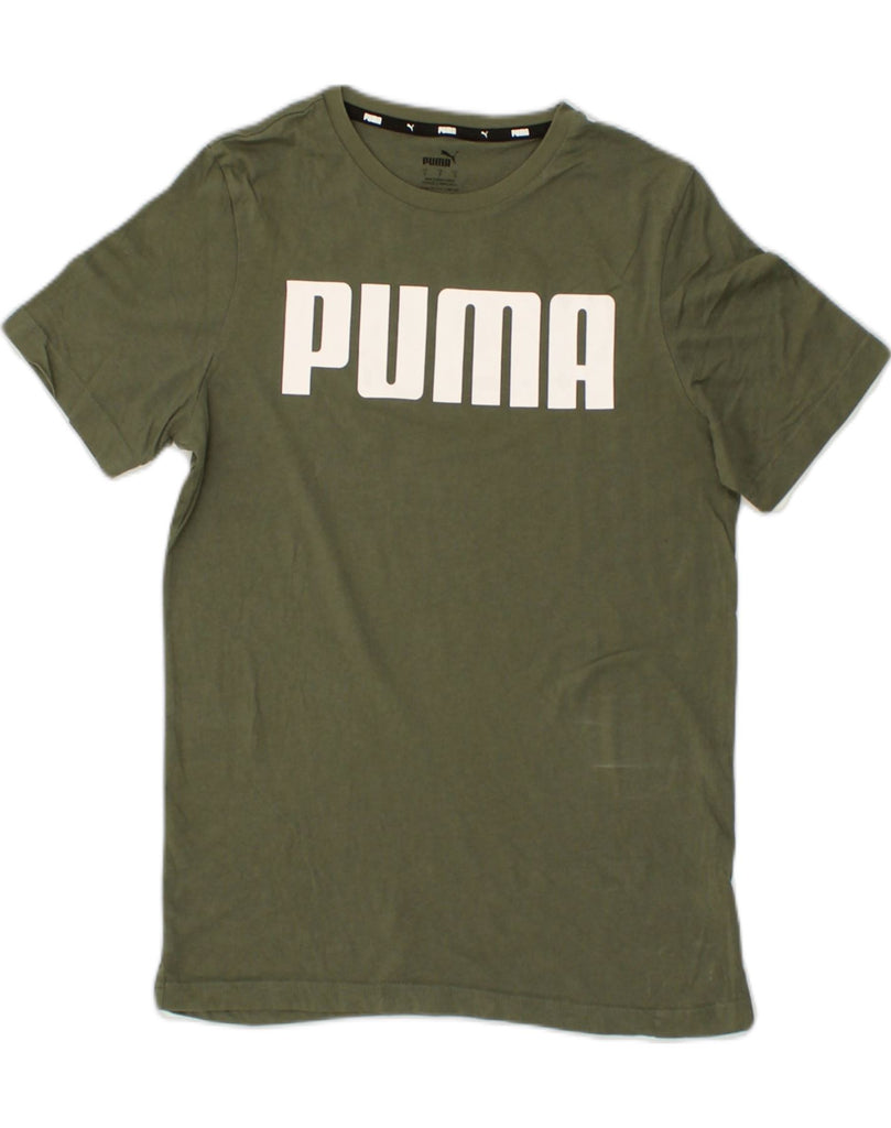 PUMA Mens Graphic T-Shirt Top Small Khaki Cotton | Vintage Puma | Thrift | Second-Hand Puma | Used Clothing | Messina Hembry 