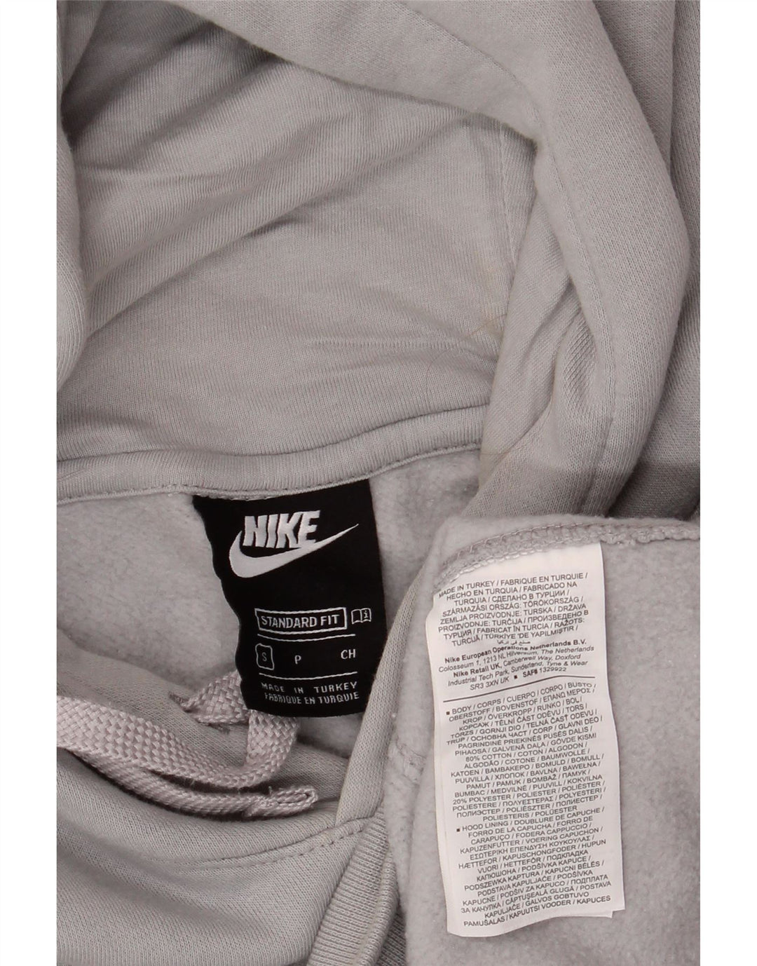 Nike Mens Standard Fit Hoodie Jumper Small Grey Cotton