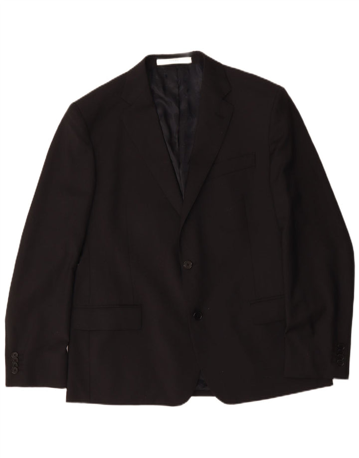 Ferre Mens 2 Button Blazer Jacket IT 54 2XL Black Wool