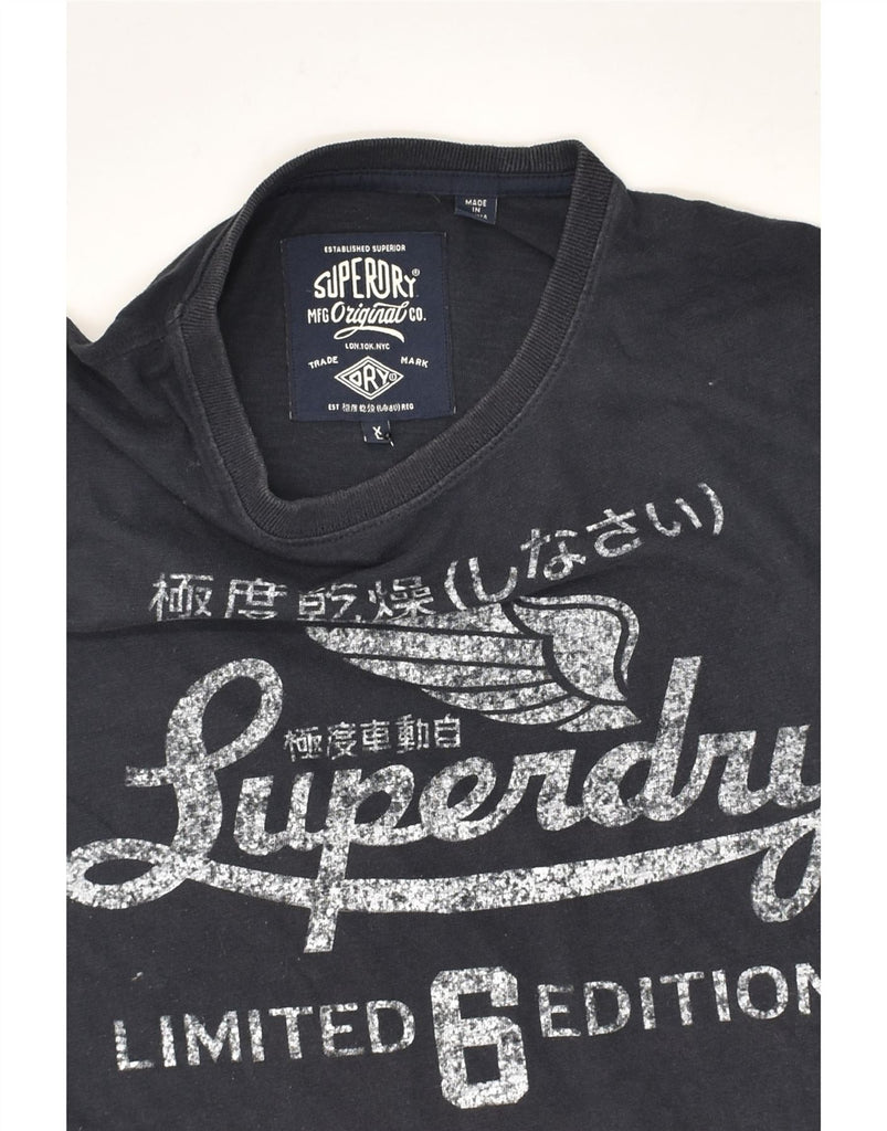 SUPERDRY Mens Graphic T-Shirt Top XL Navy Blue Cotton | Vintage Superdry | Thrift | Second-Hand Superdry | Used Clothing | Messina Hembry 