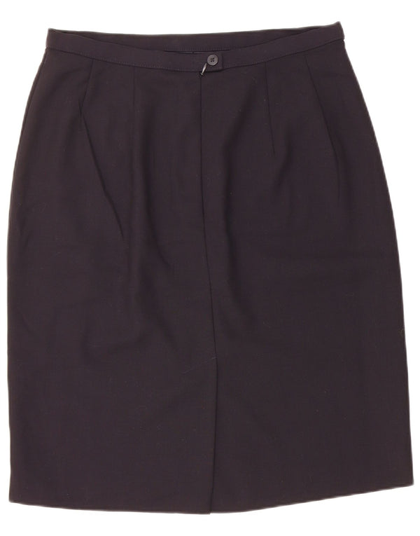 Marks & Spencer Womens Pencil Skirt UK 16 Large W30 Navy Blue New Wool