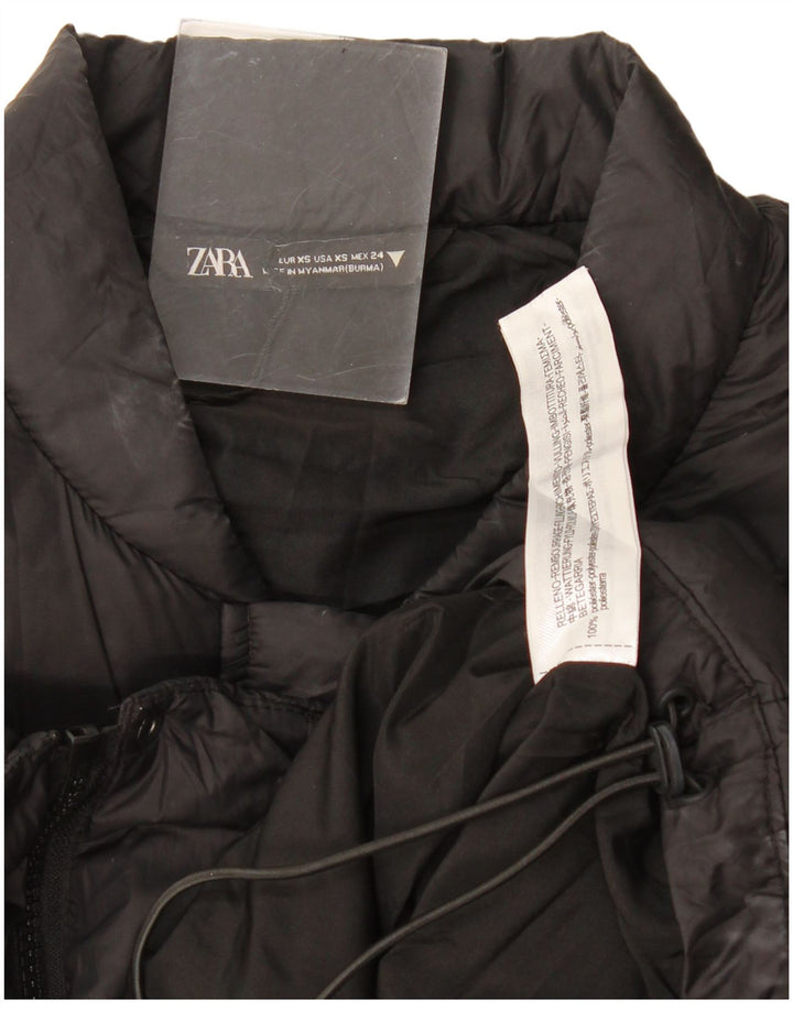 Zara Womens Loose Fit Crop Padded Jacket UK 6 XS Black Polyester