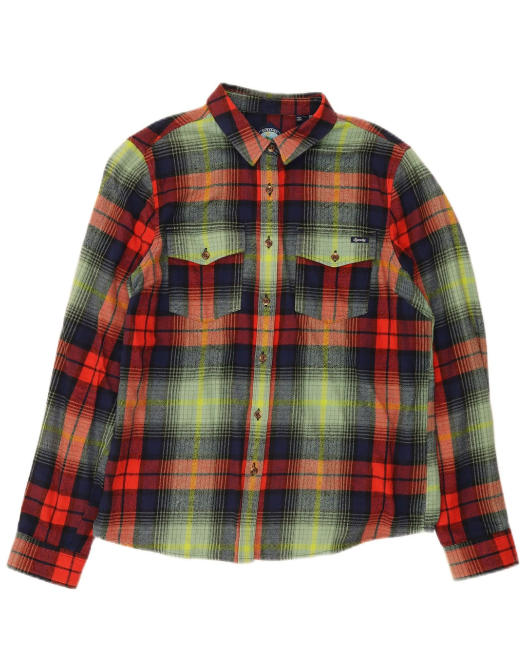 Superdry Womens Flannel Shirt UK 12 Medium Multicoloured Plaid Cotton