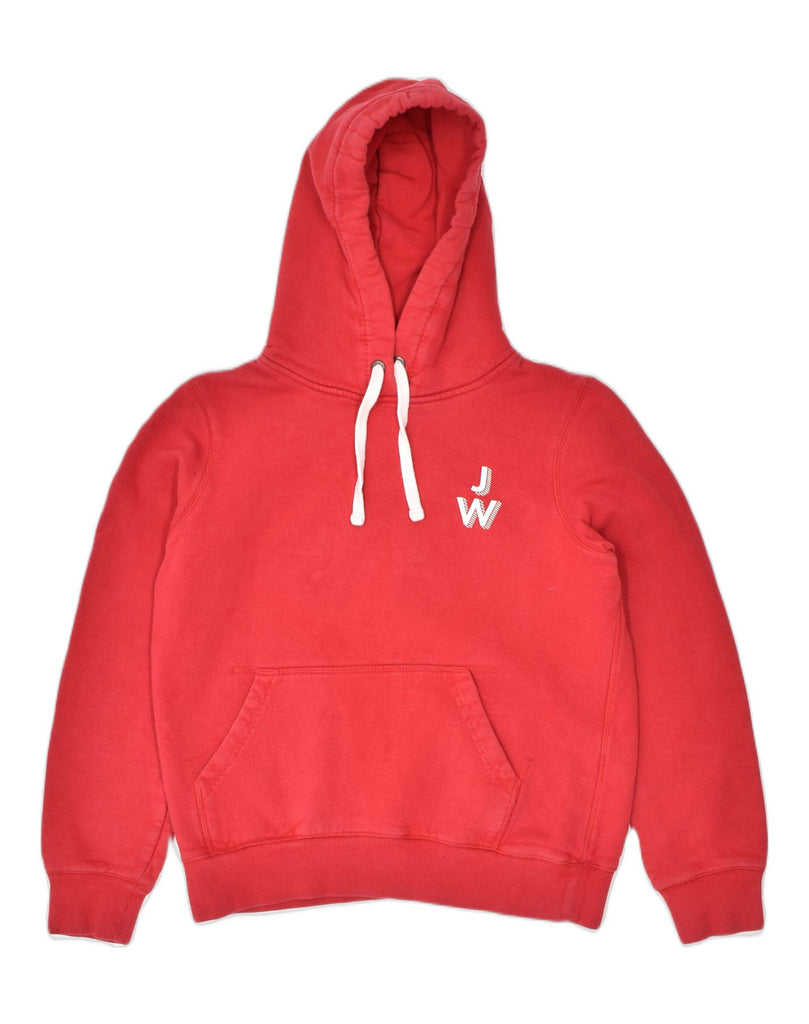 JACK WILLS Womens Graphic Hoodie Jumper UK 12 Medium Red Cotton | Vintage | Thrift | Second-Hand | Used Clothing | Messina Hembry 