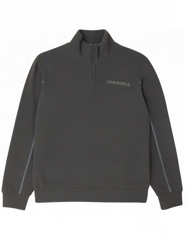 Diadora Mens Zip Neck Fleece Jumper Medium Grey Polyester