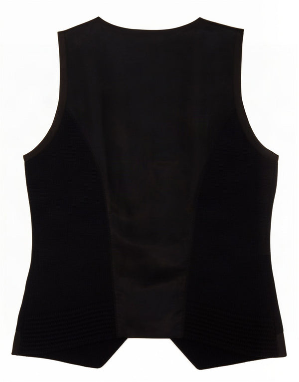 PEUTEREY Womens Knit Double Breasted Waistcoat IT 44 Medium Black Wool