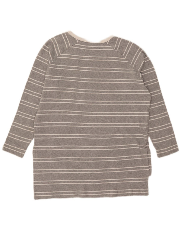 Zara Womens Top Long Sleeve UK 14 Medium Grey Striped