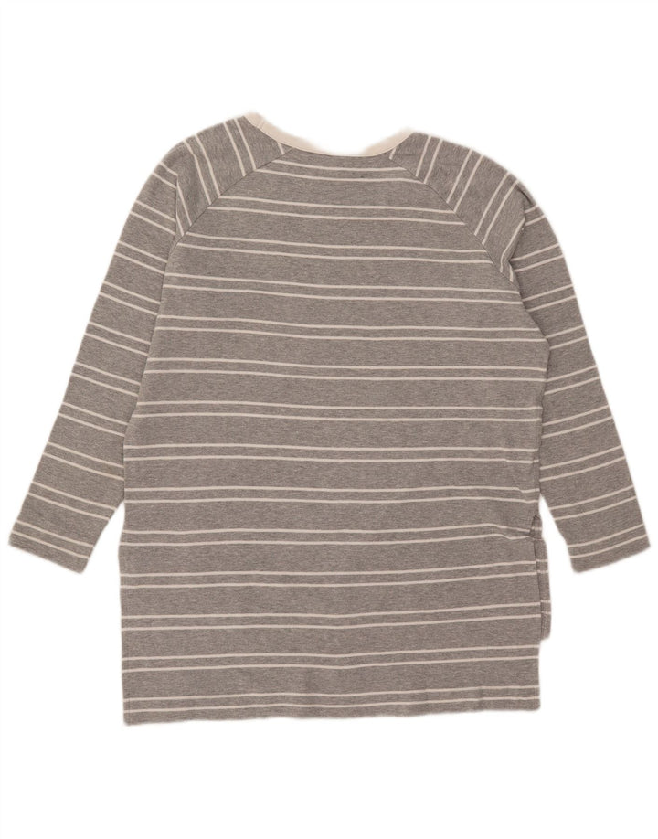 Zara Womens Top Long Sleeve UK 14 Medium Grey Striped
