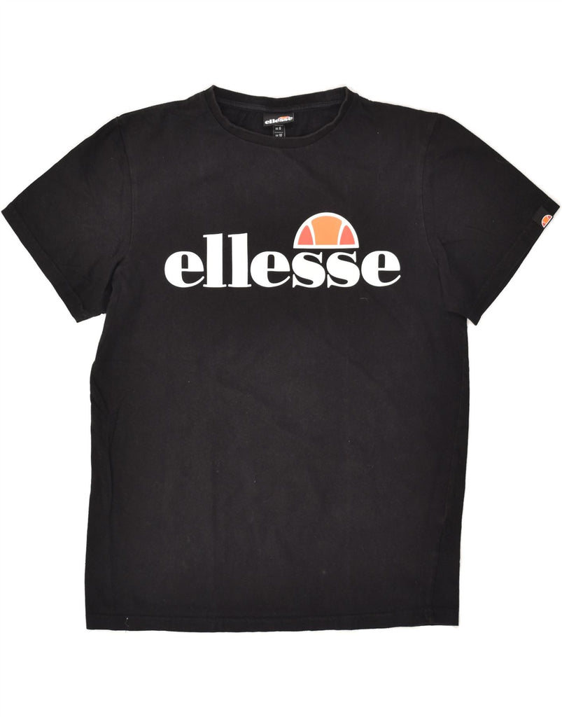 ELLESSE Womens Graphic T-Shirt Top UK 10 Small Black Cotton | Vintage Ellesse | Thrift | Second-Hand Ellesse | Used Clothing | Messina Hembry 