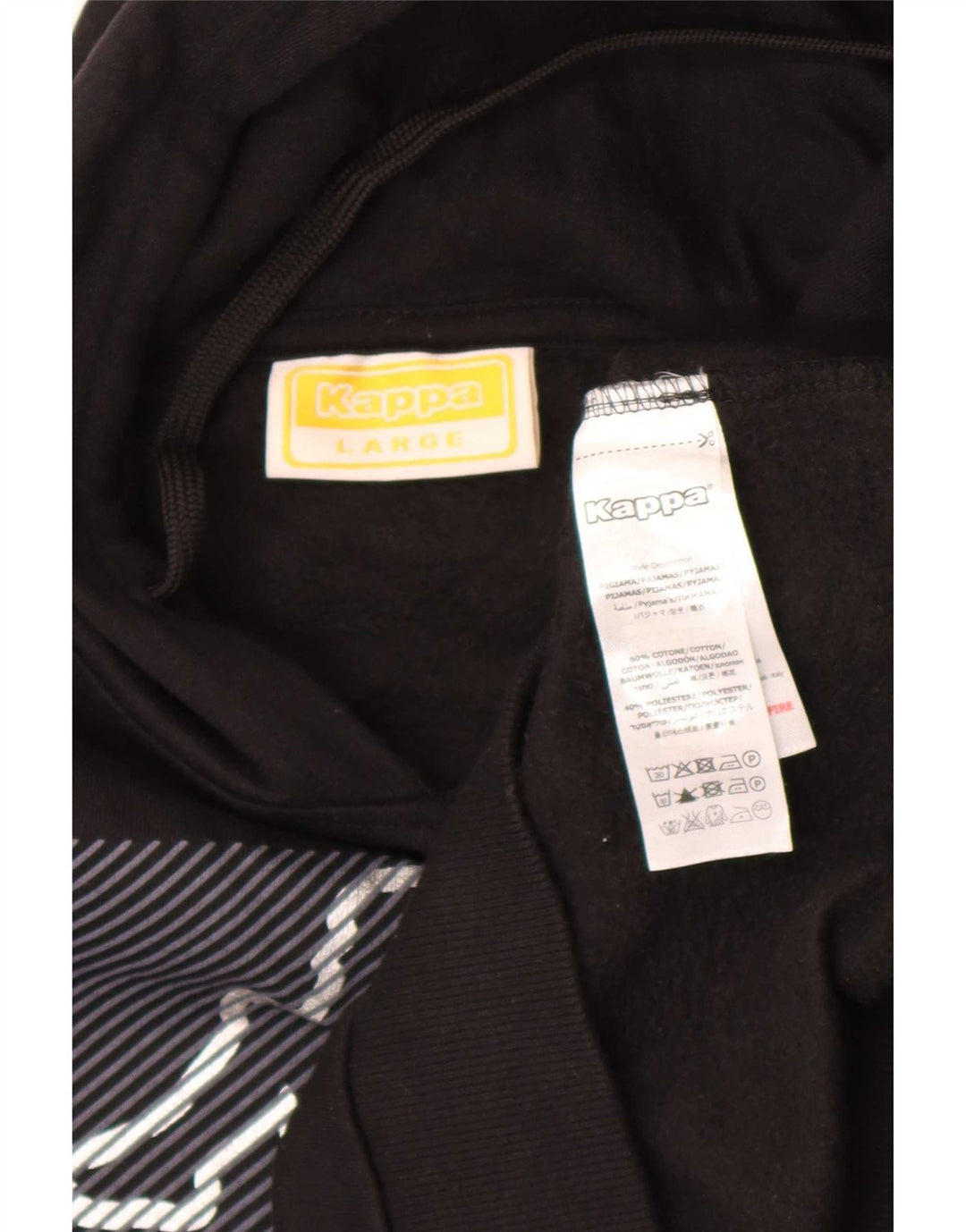 Kappa Womens Graphic Hoodie Jumper Large Black Cotton