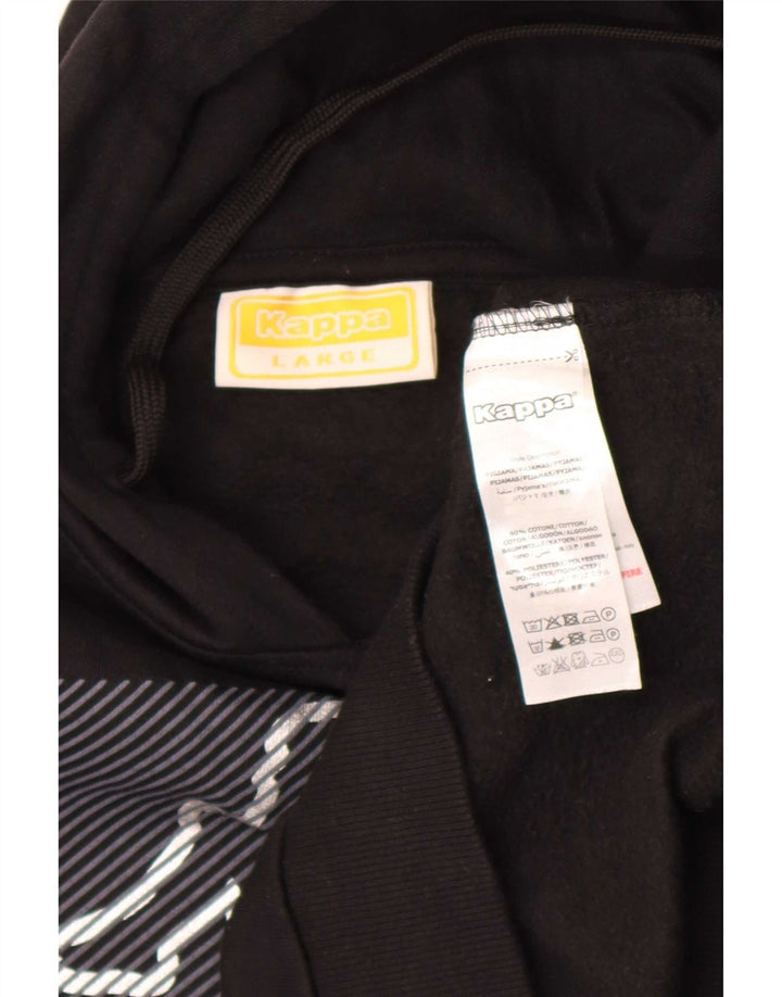 Kappa Womens Graphic Hoodie Jumper Large Black Cotton