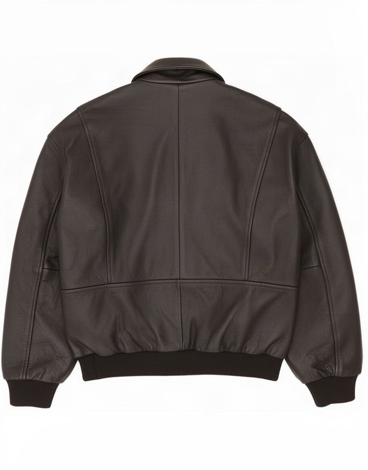 Vintage Mens Leather Jacket IT 52 XL Black