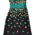 Monsoon Womens Strapless Dress UK 8 Small Black Geometric Silk