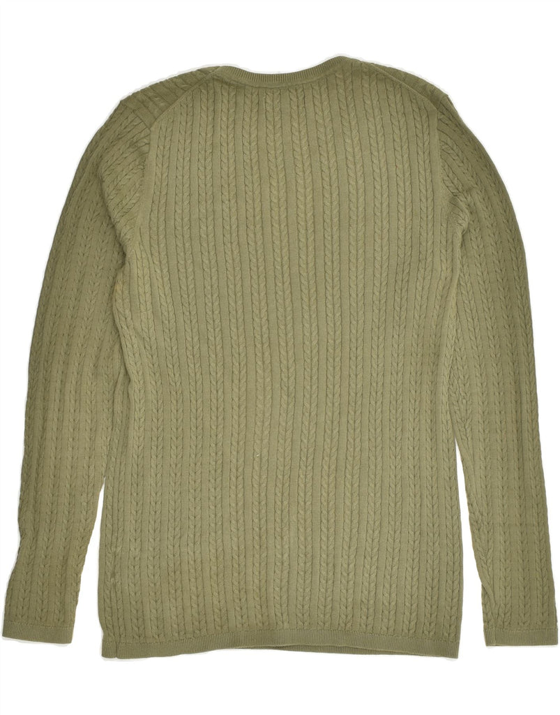 TOMMY HILFIGER Womens Boat Neck Jumper Sweater UK 14 Large Khaki Cotton | Vintage Tommy Hilfiger | Thrift | Second-Hand Tommy Hilfiger | Used Clothing | Messina Hembry 