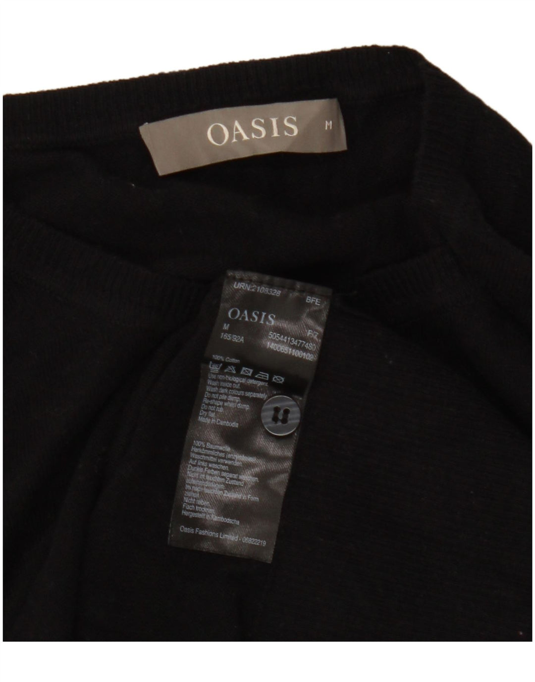 Oasis Womens Cardigan Sweater UK 14 Medium Black Cotton