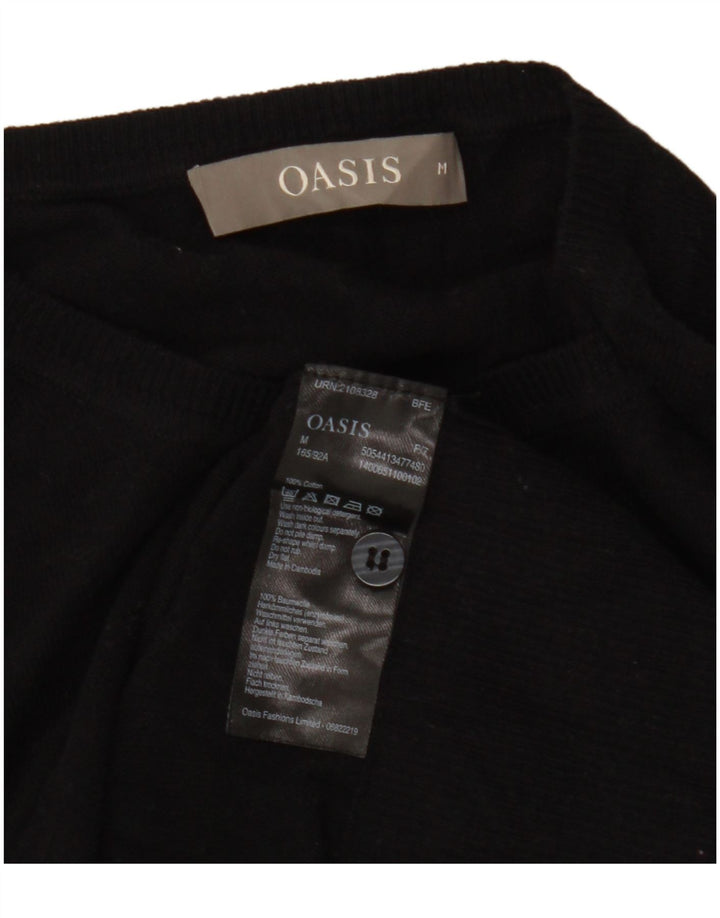 Oasis Womens Cardigan Sweater UK 14 Medium Black Cotton