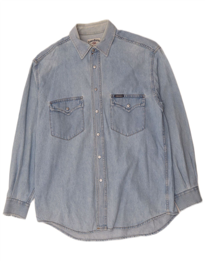 Carrera Mens Denim Shirt Size 39/40 Medium Blue Cotton