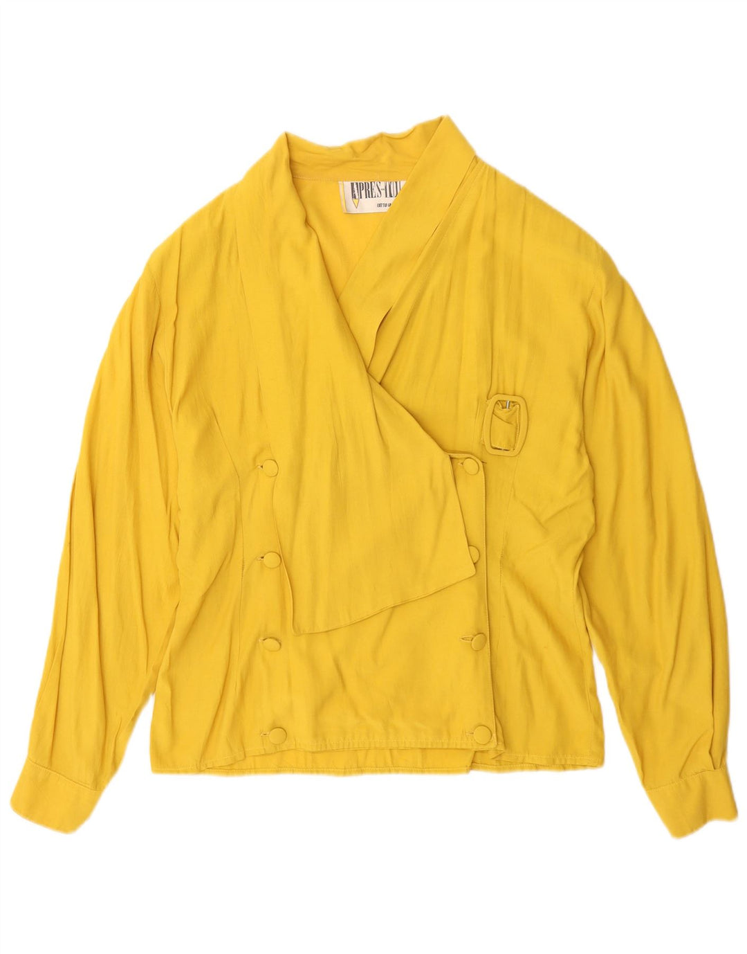 Vintage Womens Shirt Blouse UK 14 Medium Yellow Viscose