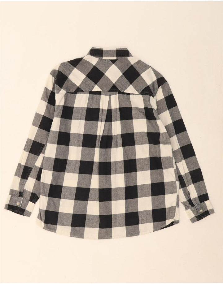 EDDIE BAUER Womens Relaxed Fit Flannel Shirt UK 10 Small Black Check Vintage Eddie Bauer and Second-Hand Eddie Bauer from Messina Hembry 