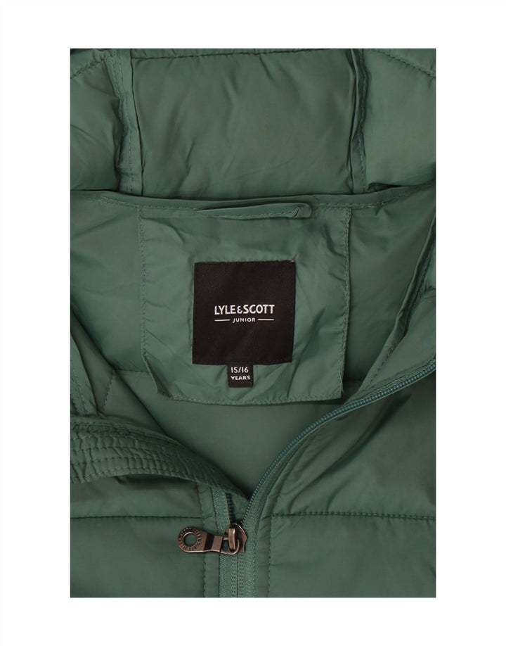 Lyle & Scott Boys Hooded Padded Jacket 15-16 Years Green Polyamide