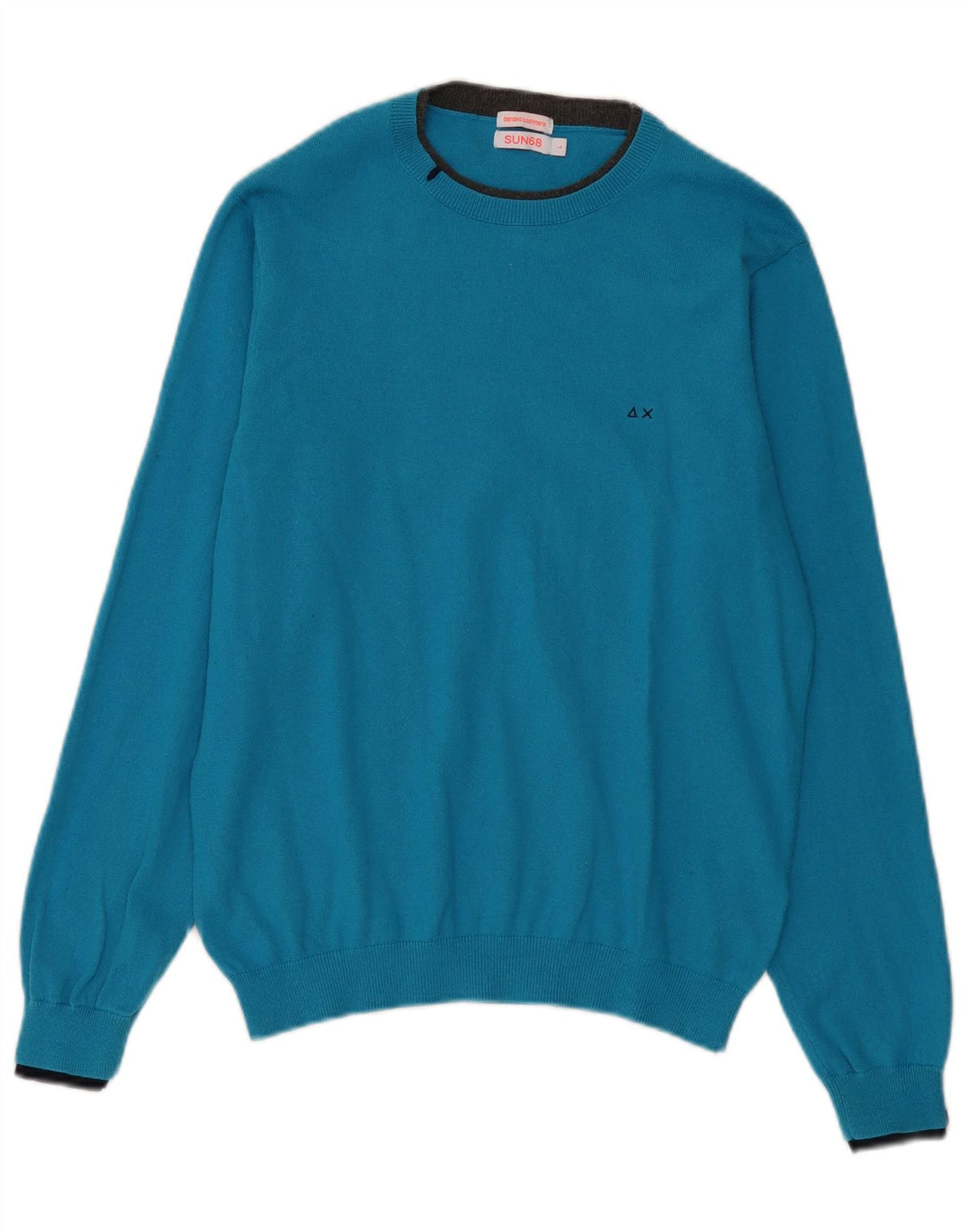 SUN68 Womens Boat Neck Jumper Sweater UK 16 Large Blue Cotton