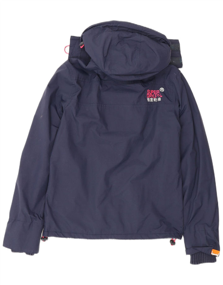 Superdry Womens Windcheater Hooded Windbreaker Jacket UK 10 Small Navy Blue