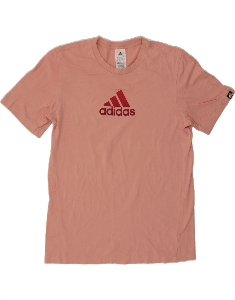 ADIDAS Mens Graphic T-Shirt Top Small Pink Cotton Vintage Adidas and Second-Hand Adidas from Messina Hembry 