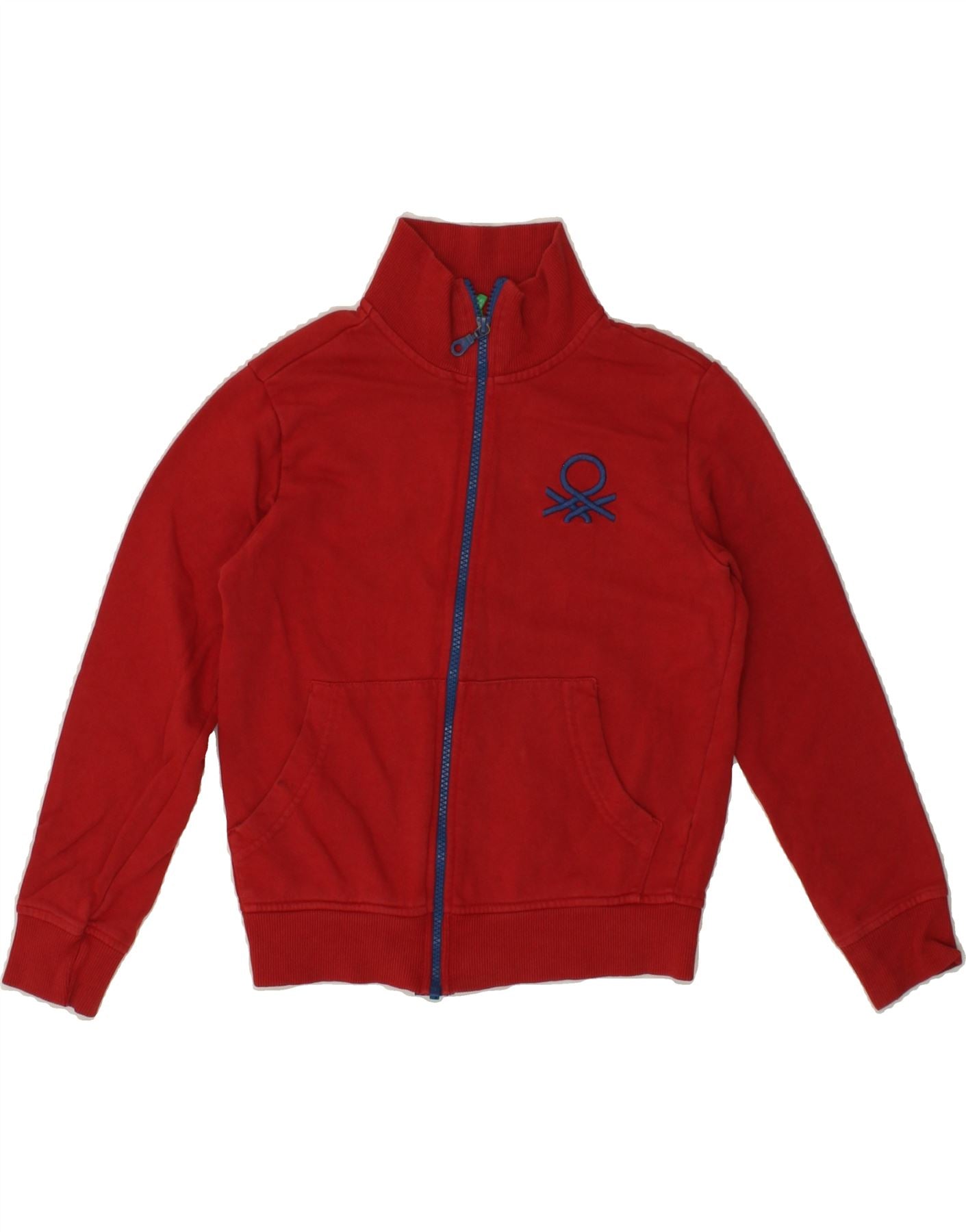 BENETTON Boys Graphic Tracksuit Top Jacket 8-9 Years Red Cotton