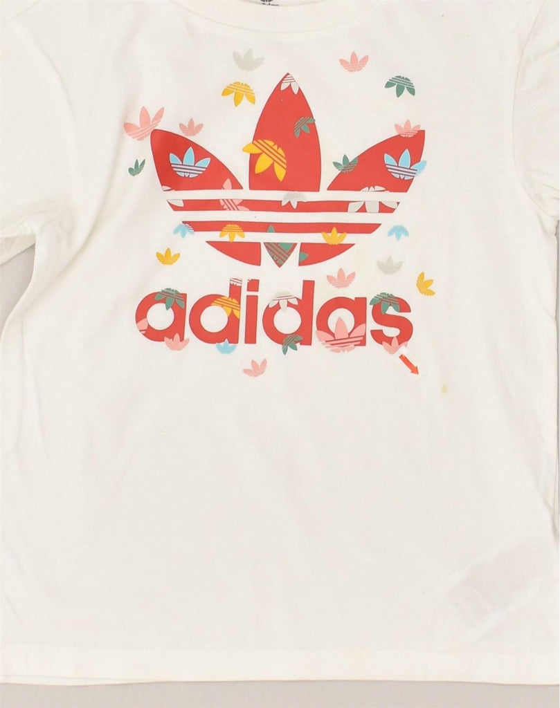 ADIDAS Girls Graphic T-Shirt Top 4-5 Years White Cotton | Vintage Adidas | Thrift | Second-Hand Adidas | Used Clothing | Messina Hembry 