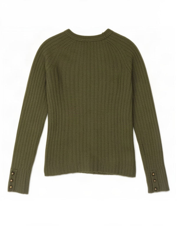 Zara Womens Crop Boat Neck Jumper Sweater UK 10 Small Khaki