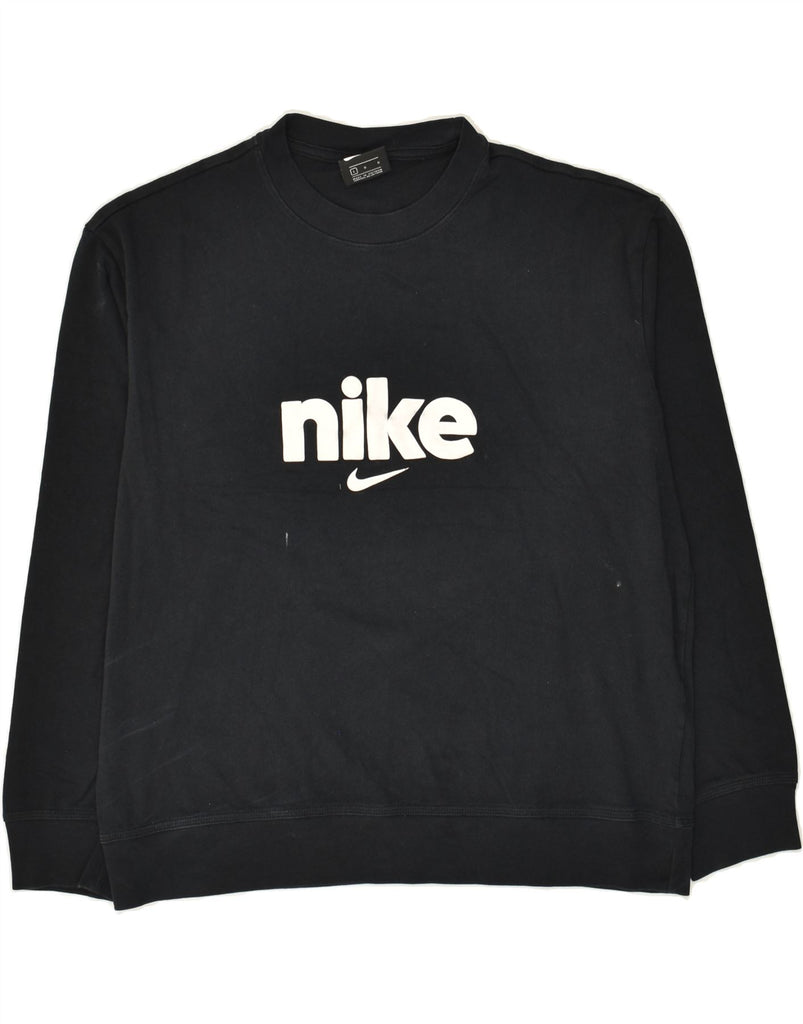 NIKE Womens Graphic Sweatshirt Jumper UK 16 Large Black Cotton | Vintage Nike | Thrift | Second-Hand Nike | Used Clothing | Messina Hembry 