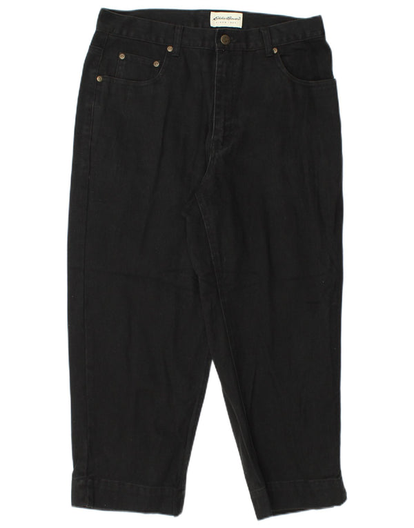 Eddie Bauer Womens High Waist Capri Jeans US 12 Large W32 L23 Black Cotton