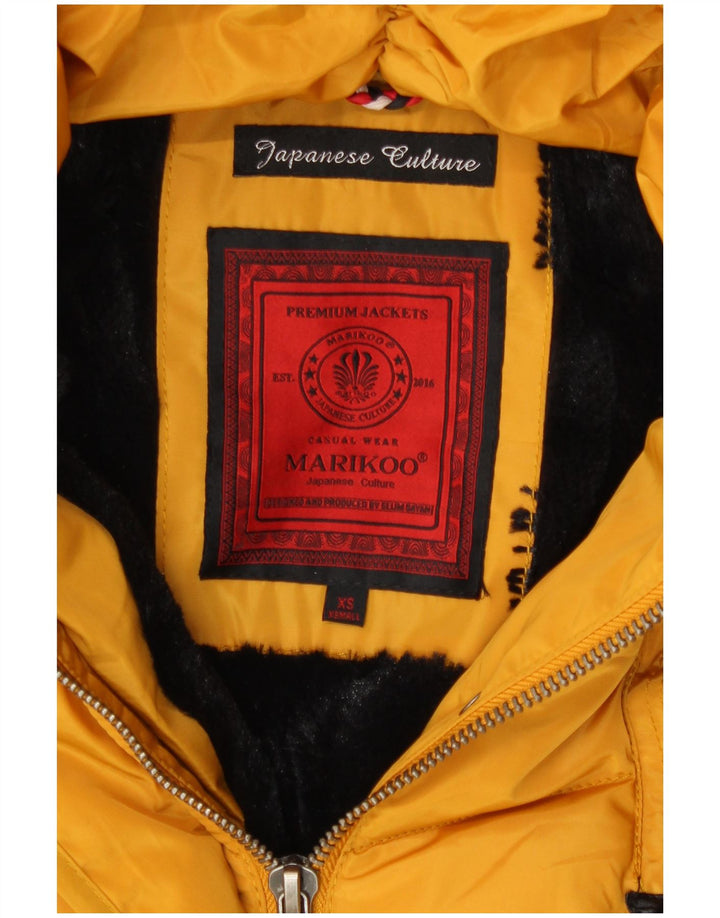 Marikoo Womens Hooded Padded Jacket UK 6 XS Yellow Polyester