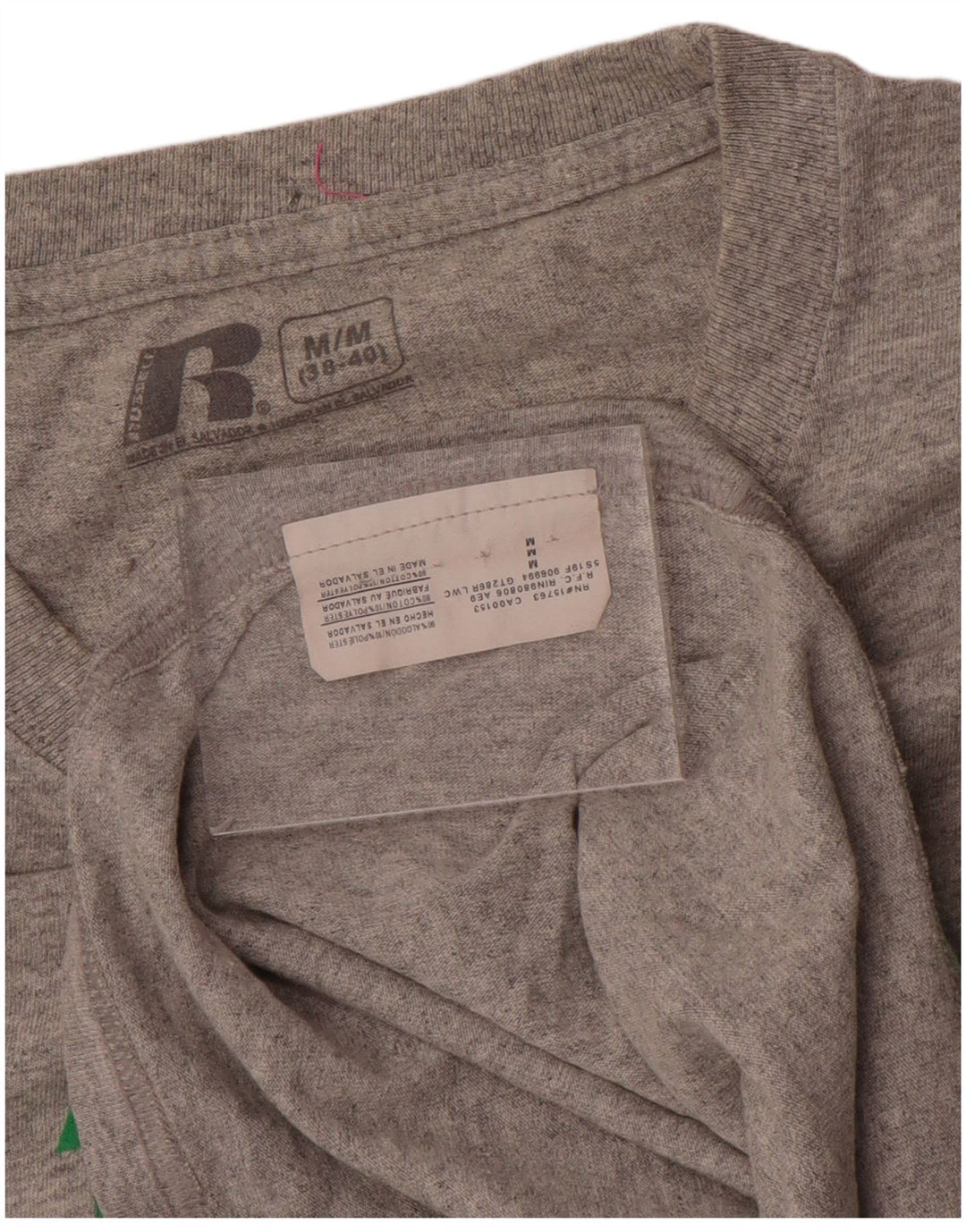 Russell Athletic Mens Graphic Top Long Sleeve UK 38/40 Medium Grey Cotton