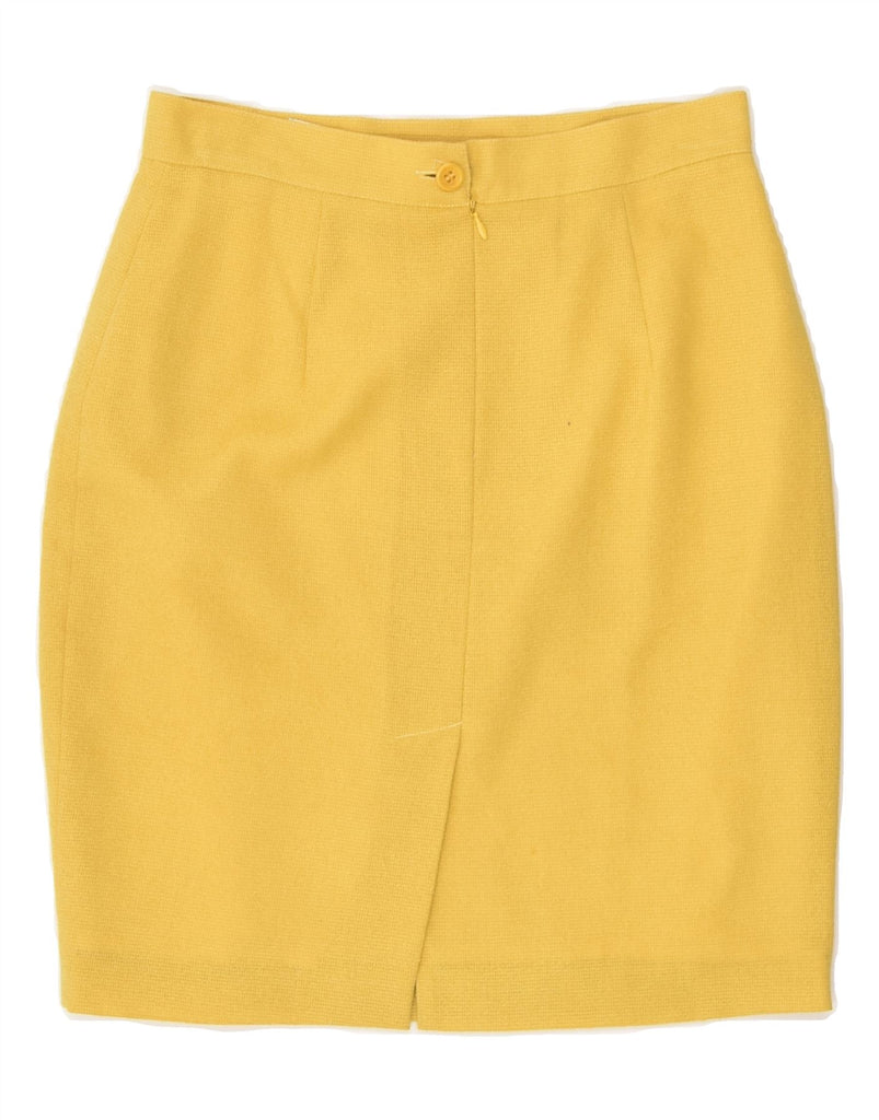 VINTAGE Womens Pencil Skirt UK 12 Medium W29 Yellow Wool | Vintage Vintage | Thrift | Second-Hand Vintage | Used Clothing | Messina Hembry 