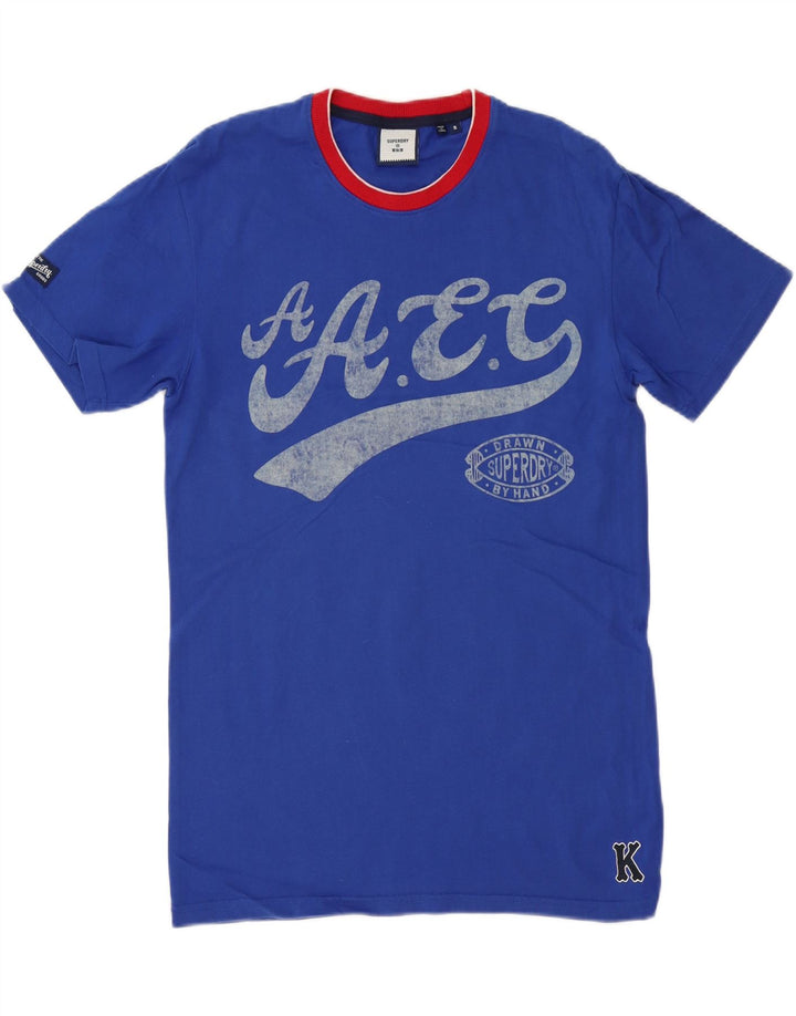 Superdry Mens Graphic T-Shirt Top Small Blue Cotton